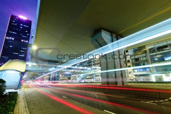 city night traffic light trails