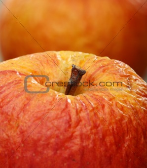 Wrinkled apple closeup.