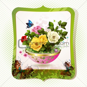 Flowerpot with roses