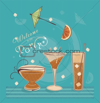holiday background with cocktail glasses