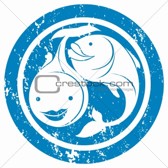 Zodiac sign Pisces stamp