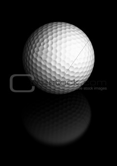 Golf ball over black background