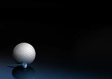 Golf ball over black and blue background