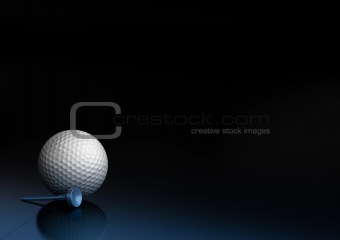 Golf ball over black and blue background