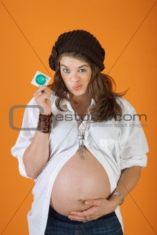 Pregnant Woman With Condom