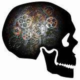Skull with Rusty Gears Illustration