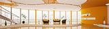 Interior design of modern apartment panorama 3d render
