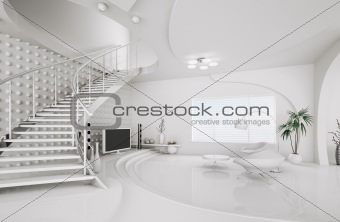 Modern interior design of living room 3d render