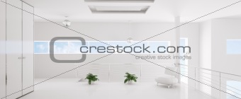 Modern white interior panorama 3d render