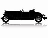 black silhouette of an old convertible