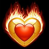 Jewelry in the shape of heart in fire