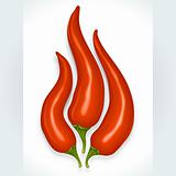Hot chili pepper in the shape of fire sign