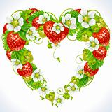 Vector strawberry frame in the shape of heart