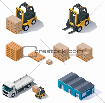 Vector warehouse equipment icon set
