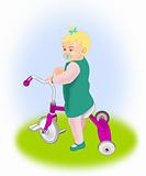 Little Girl on Tricycle.