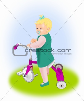 Little Girl on Tricycle.