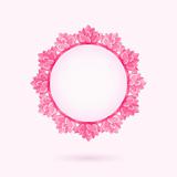 Invitation Card with Round Frame from Pink Lotus Flower. Vector Illustration