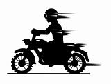 motorcyclist silhouette on white background, vector illustration