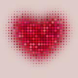 Red color halftone heart shape