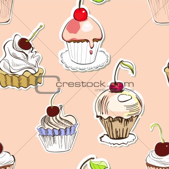 Seamless background with cake