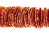 Salami / macro picture of few slices isolated 