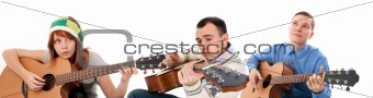 people playing an acoustic guitars