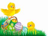 Easter chicks and egg basket