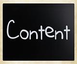 The word "Content" handwritten with white chalk on a blackboard
