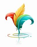 creative art concept with color feathers
