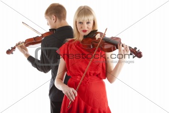 Musicians playing violins