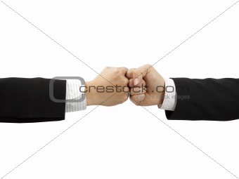 two fists of businessman's hand