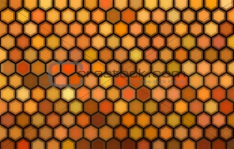 abstract 3d render hexagon backdrop in orange colors 
