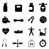 Fitness and diet icon set