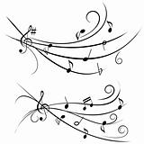 Music notes on ornamental staff