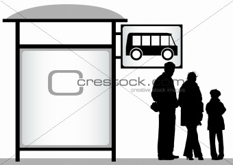 Family on bus stop