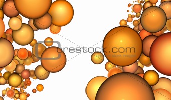 3d render abstract backdrop in multiple glossy orange 