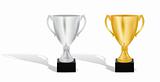 Silver and Gold trophy cups vector illustration