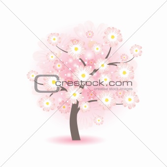 Abstract beautiful blossom tree with pink flowers