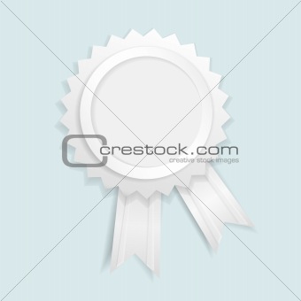 Paper label with ribbons on blue background