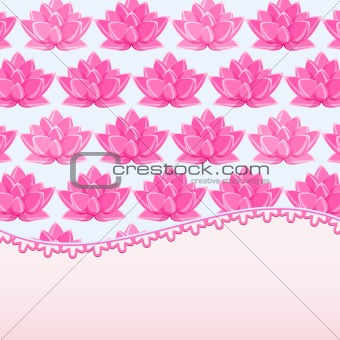 Invintation Card with Place for Text and Lily Flowers. Vector Lotus Illustration