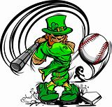 St. Patricks Day Leprechaun Swinging Baseball Bat


