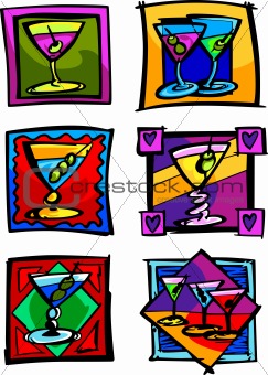 Martini Glasses Vector Image Icons


