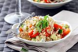 salad with rice,  vegetables and tuna