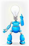 Blue robot light bulb head