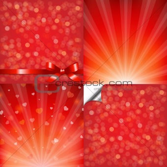 Red Backgrounds Set With Bokeh