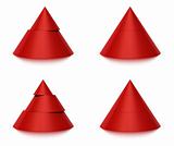 3d conical shape sliced, 2 or 3 levels 