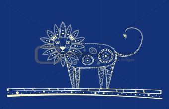 Blue lion illustration