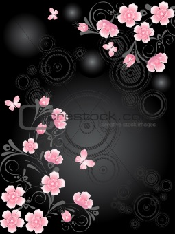 Pink Sakura floral branch