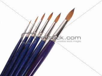 Group of brushes over white