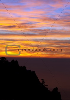 Beautiful sunset in Crimea mountains
